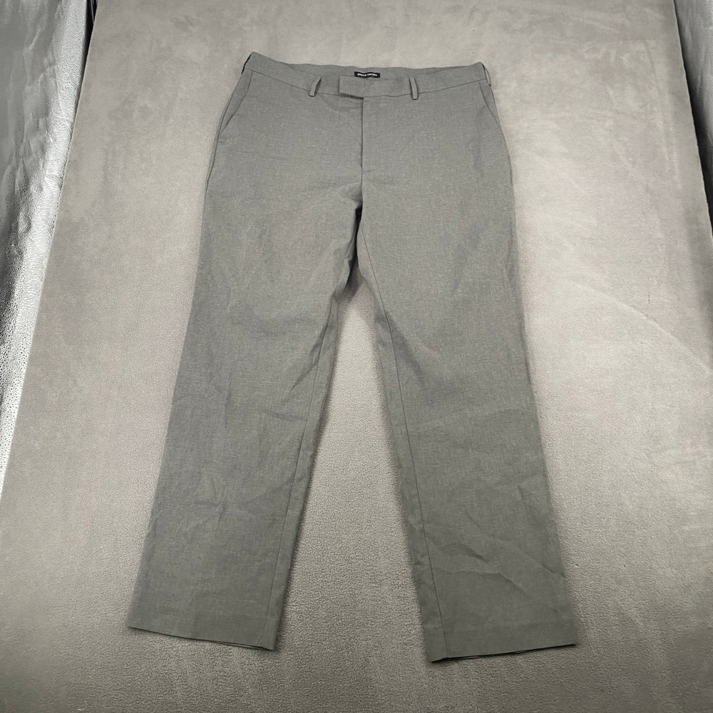 Pierre Cardin Mens Gray Dress Pants Flat Front Trousers 38x32 Polyester 6516